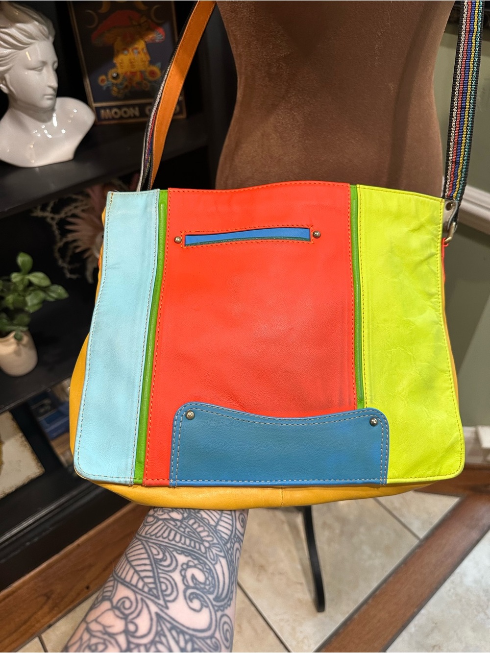 Vaan & Co Leather Patchwork Crossbody – Vintage – Flawed but Functional